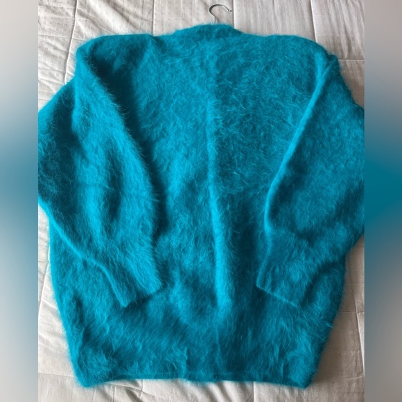 Rare Vintage Angora Embroidered Beaded NWT Dead-stock Turquoise Cardigan M - Picture 9 of 16